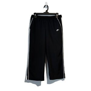 Nike Black White Stripe Cropped Workout Pants